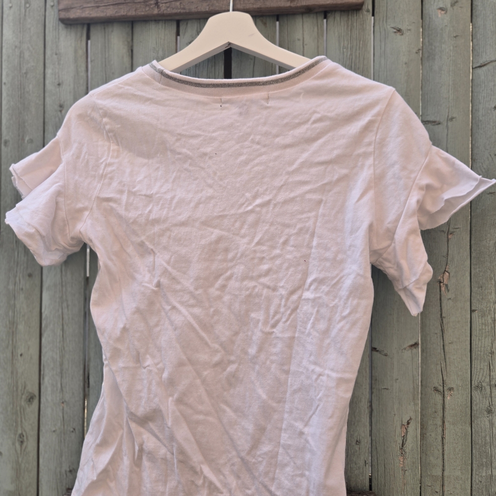 Romeo & Juliet Couture White Short Sleeve Tee – Contrast Trim Neckline, Size M - Picture 2 of 2